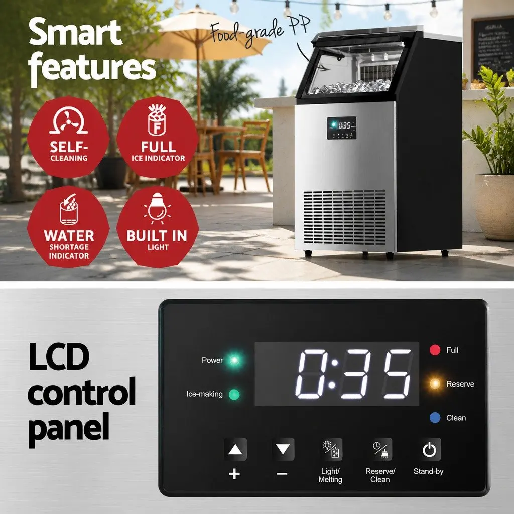 Commercial Ice Maker Machine 45kg Daily Capacity Cube Production LED Control