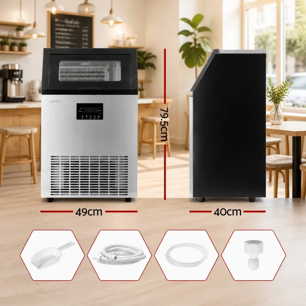 Commercial Ice Maker Machine 60kg Capacity Cube Production Stainless Steel