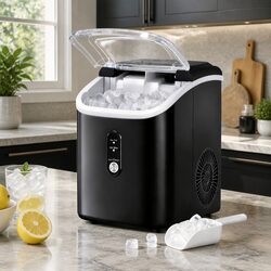 Nugget Ice Maker Machine 15kg Daily Capacity Countertop Portable Black