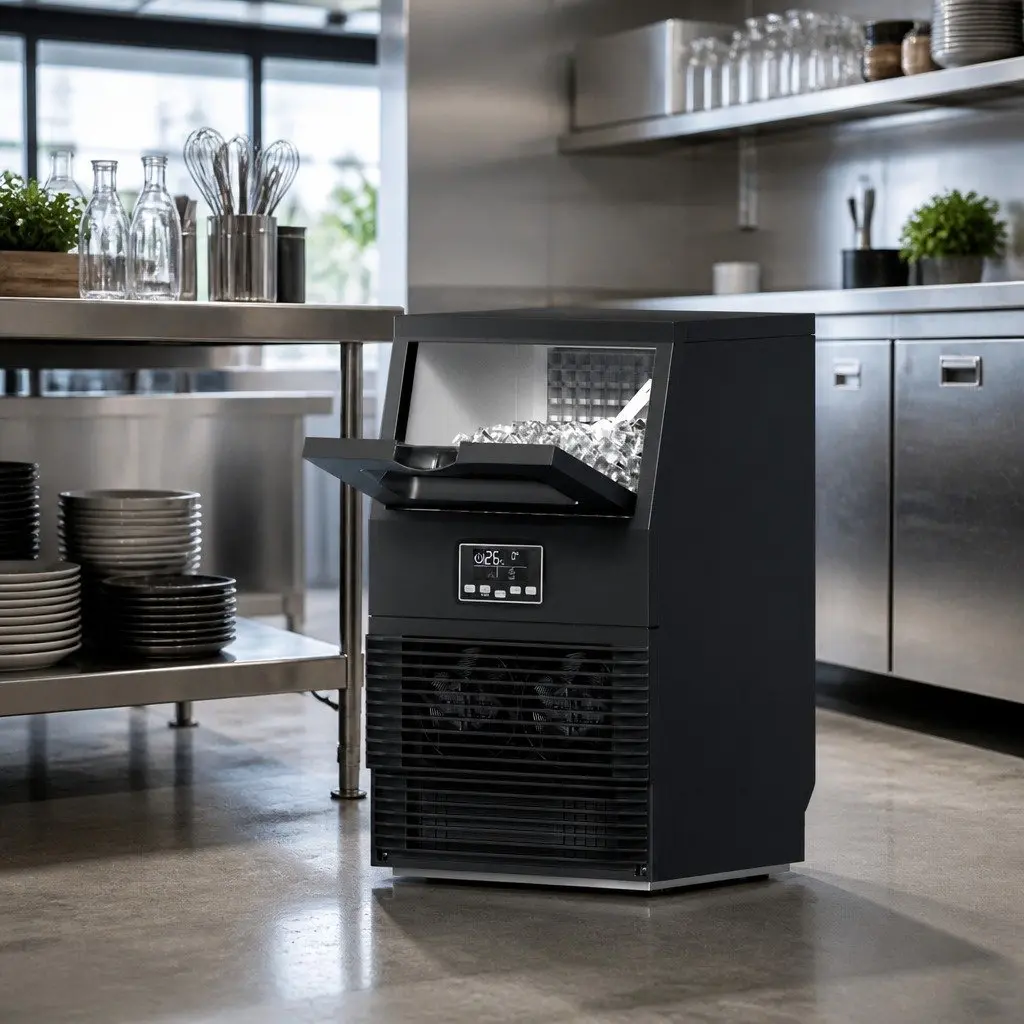 Commercial Ice Maker Cube Machine 30kg 24 Hours Black Kitchen Appliance