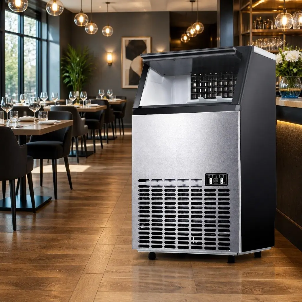 Commercial Ice Maker Machine 45-60kg Daily Capacity Silver Stainless Steel
