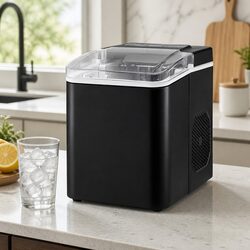 Portable Ice Maker Machine Countertop 12kg Daily Black Compact Self Cleaning