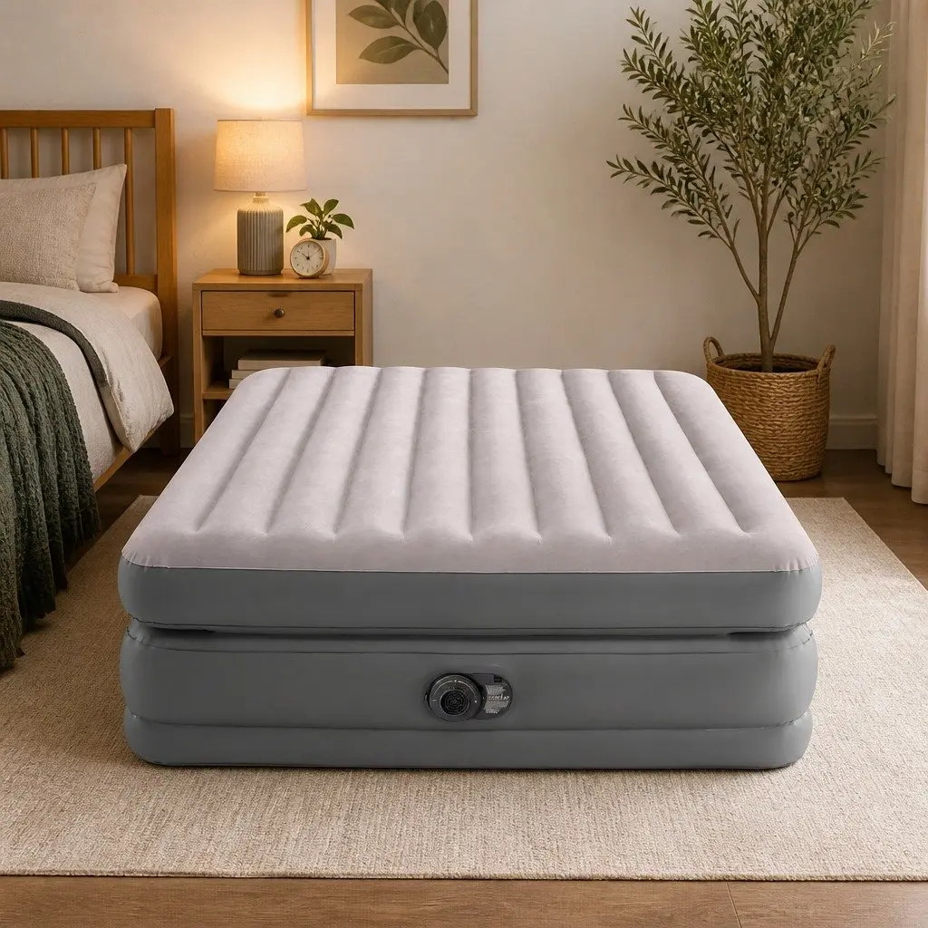 Queen Elevated Airbed Fiber-Tech Inflatable Mattress 152 cm L x 203 cm W x 42 cm H