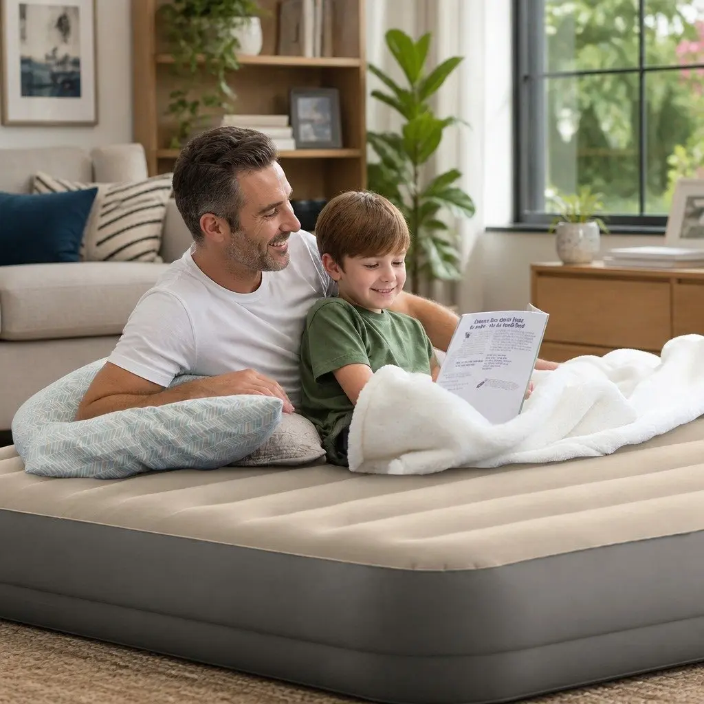 Queen Elevated Airbed Fiber-Tech Inflatable Mattress 152 cm L x 203 cm W x 42 cm H