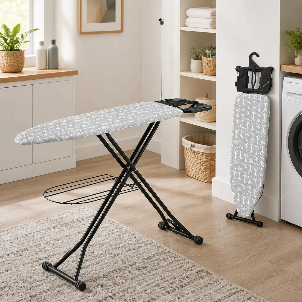 Foldable Ironing Board Heavy Duty Steel Frame 7 Adjustable Height Settings