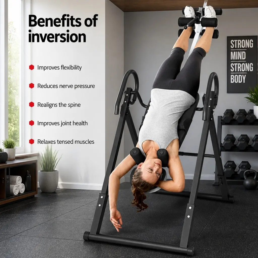 Inversion Table Adjustable Inversion Range Extra Wide Backrest 180 Degrees