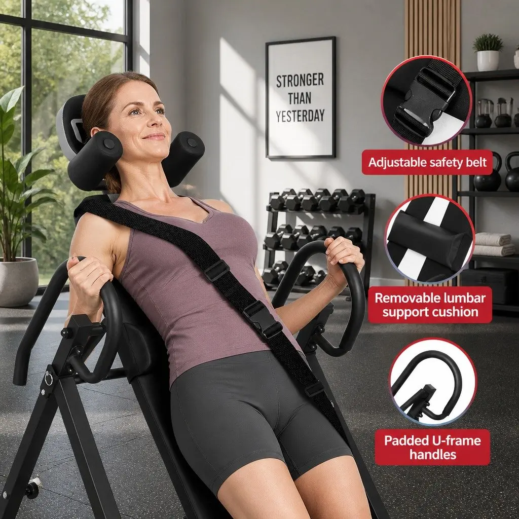 Inversion Table Adjustable Inversion Range Extra Wide Backrest 180 Degrees