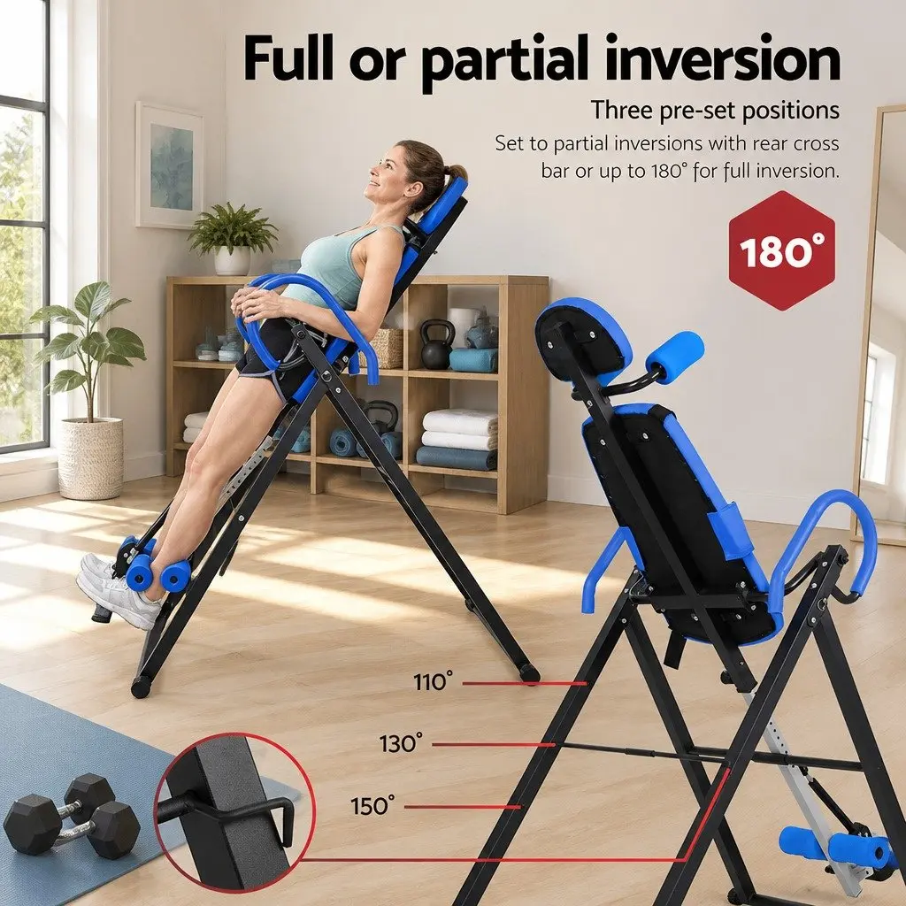 Inversion Table Gravity Back Stretcher Exercise Home Gym Equipment Foldable 180°