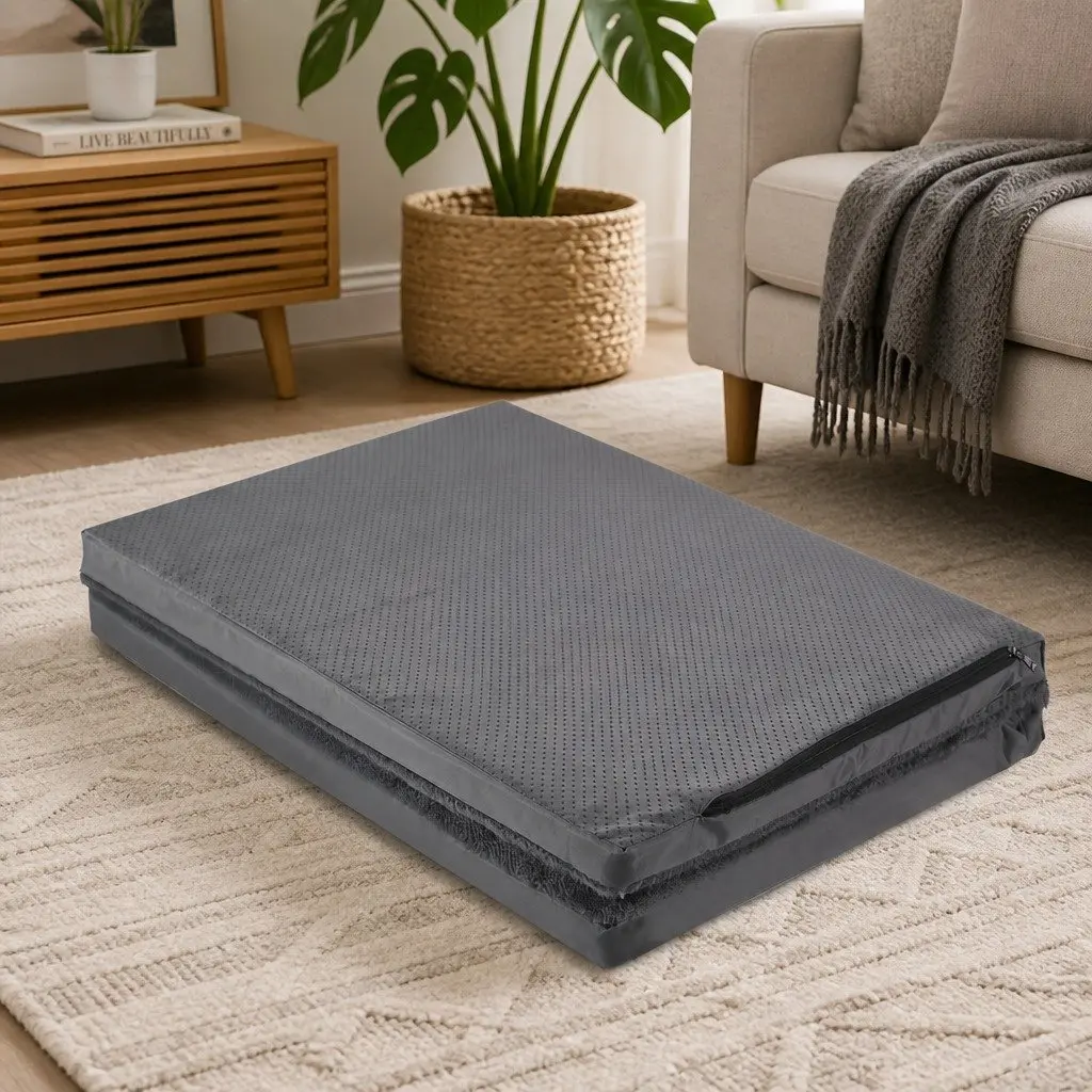 Large Grey Soft Washable Cover Foldable Dog Bed Portable Mattress