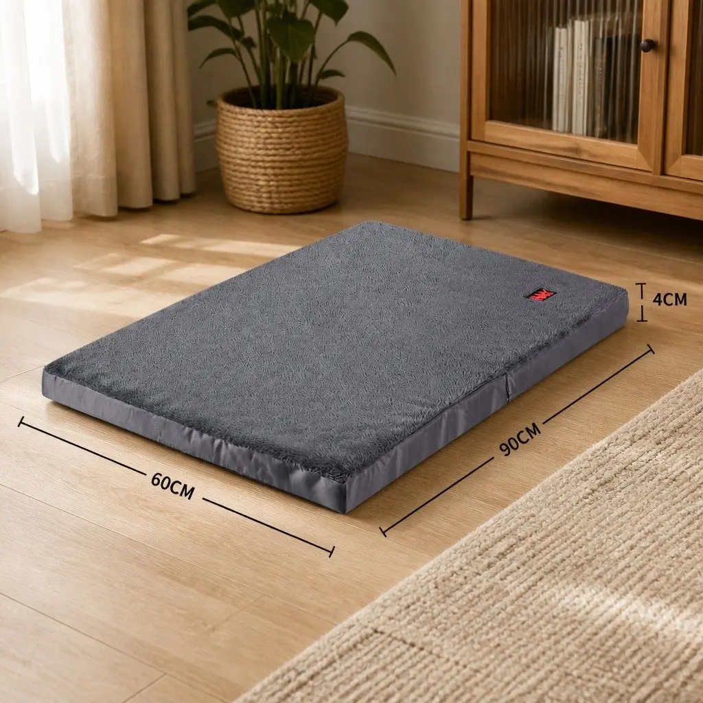 Large Grey Soft Washable Cover Foldable Dog Bed Portable Mattress