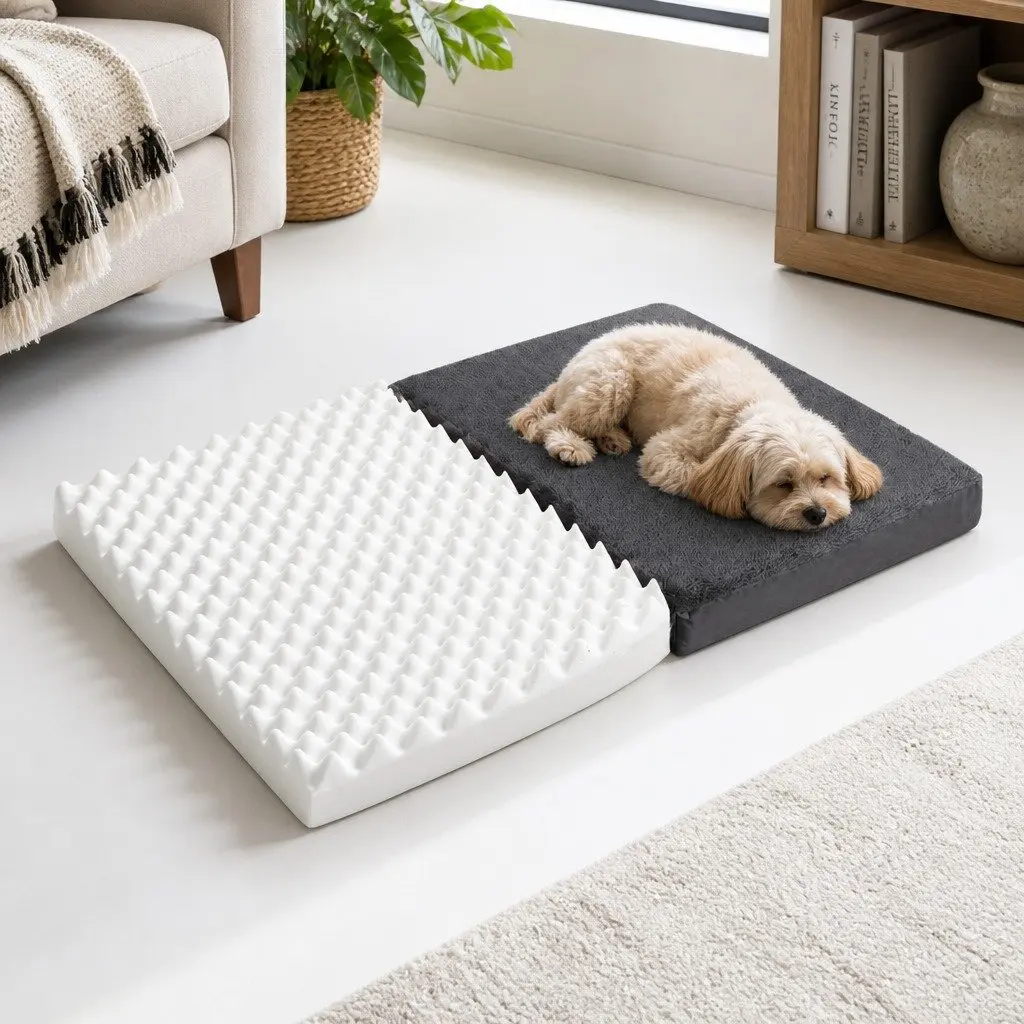 Large Grey Soft Washable Cover Foldable Dog Bed Portable Mattress