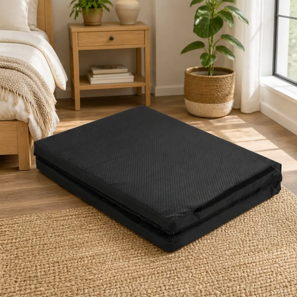Orthopedic Medium Black Foldable Pet Bed Portable Washable Cover