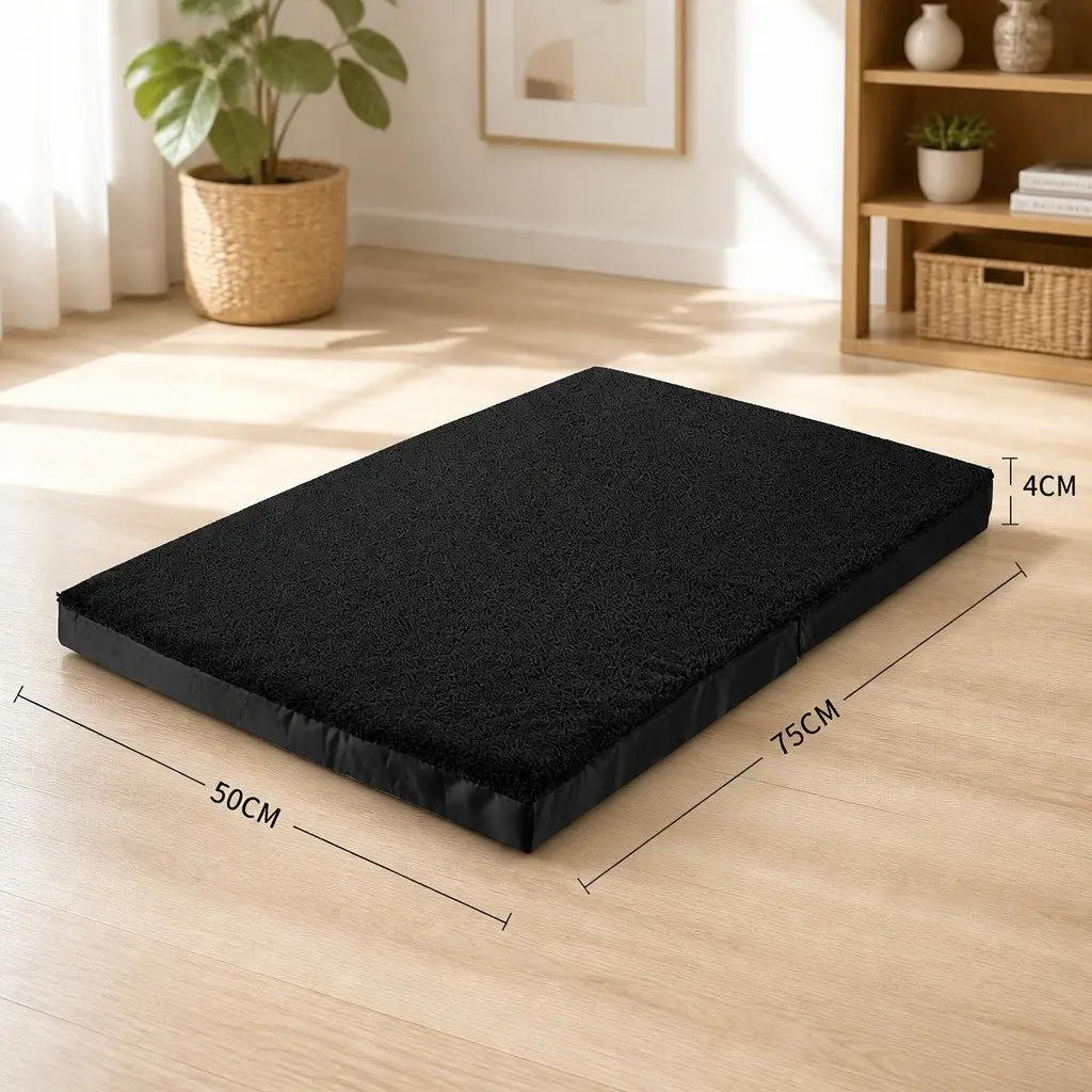 Orthopedic Medium Black Foldable Pet Bed Portable Washable Cover
