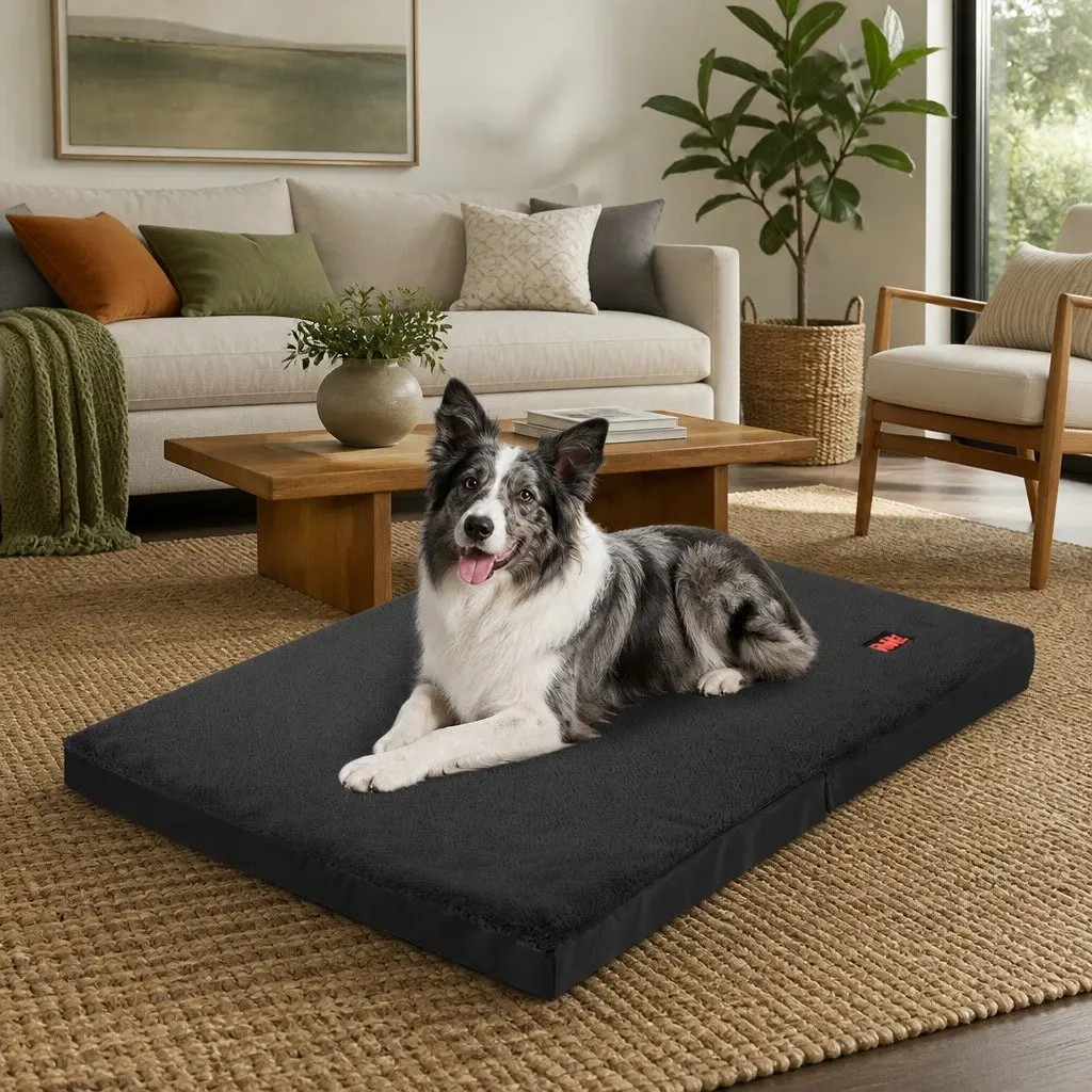 Orthopedic Medium Black Foldable Pet Bed Portable Washable Cover