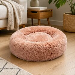 Friendly Pink Donut Pet Bed for Dogs and Cats