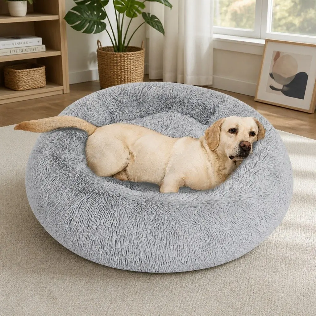 Donut Pet Bed Calming Dog Beds Plush Mattress Bedding Small S Size