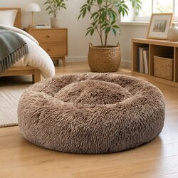 Pet Bed Mattress Donut-Shaped Dog Beds Small Brown Calming Sleeping Mat
