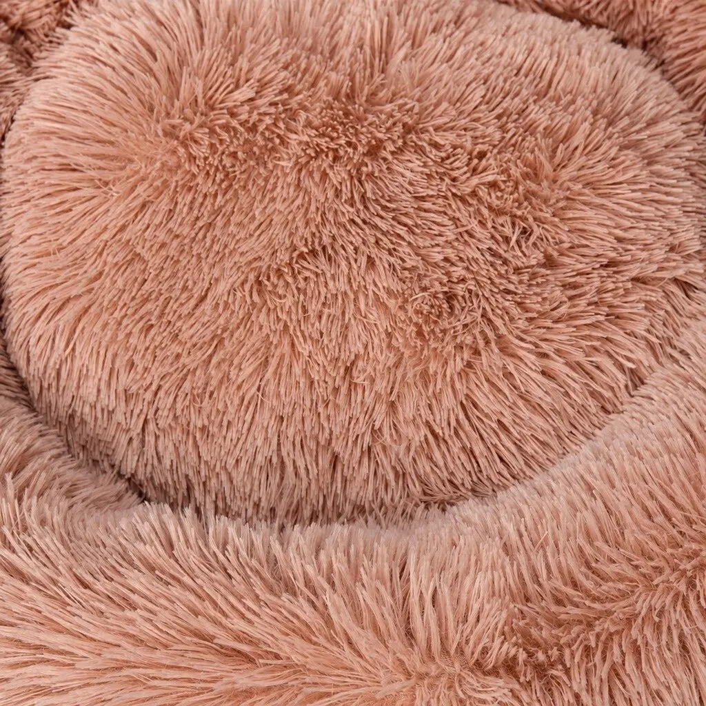 Pet Bed Donut Nest Calming Bed XL Pink Raised Rim Machine Washable