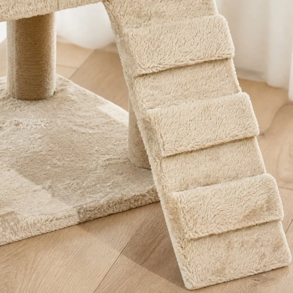 Cat Tree Multi-Level Climbing Frame Plush Beige 210cm