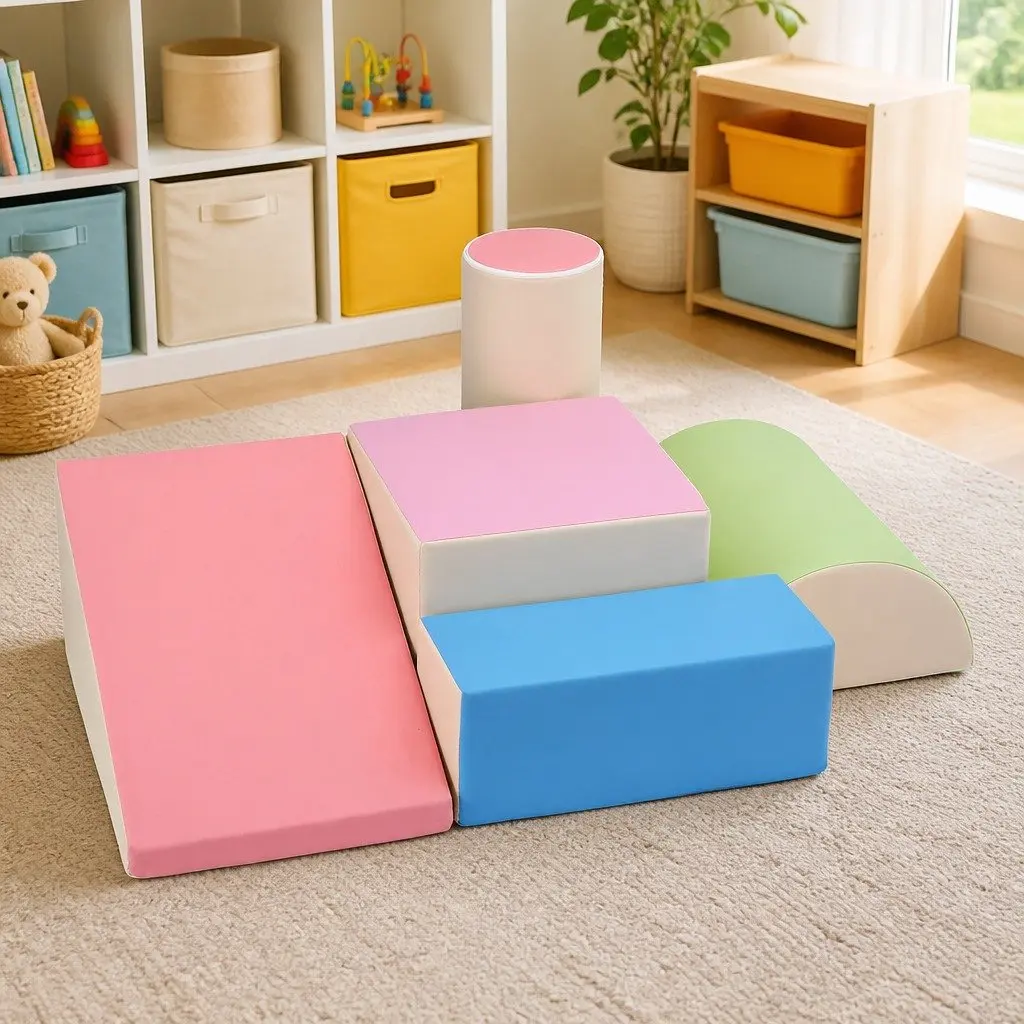 Kids Foam Climbing Blocks 5-Piece Soft Play Set Indoor Toddler Activity