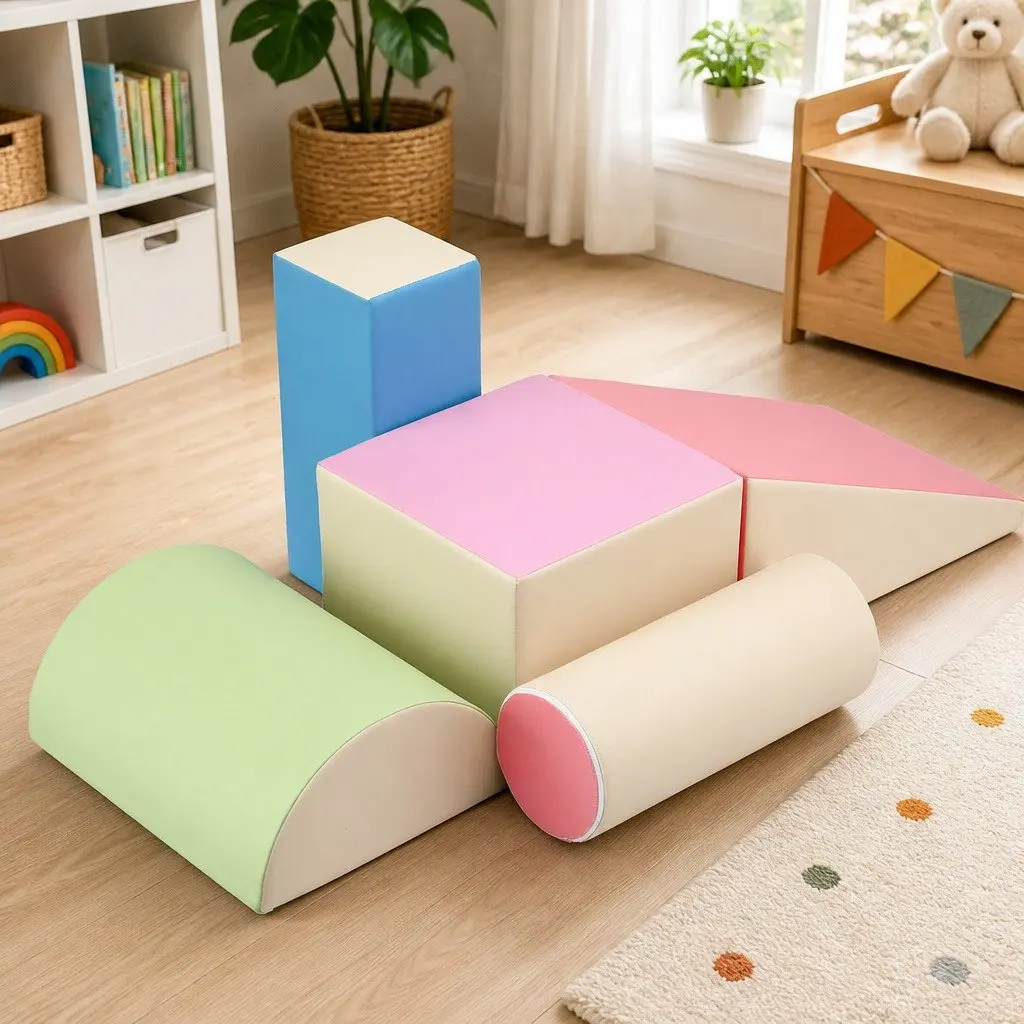 Kids Foam Climbing Blocks 5-Piece Soft Play Set Indoor Toddler Activity