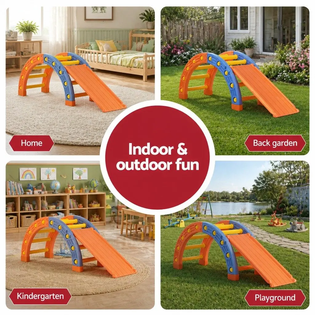 Kids Climbing Frame Set with Slide Indoor Outdoor Activity Toys 153cm L x 41cm W x 54cm H