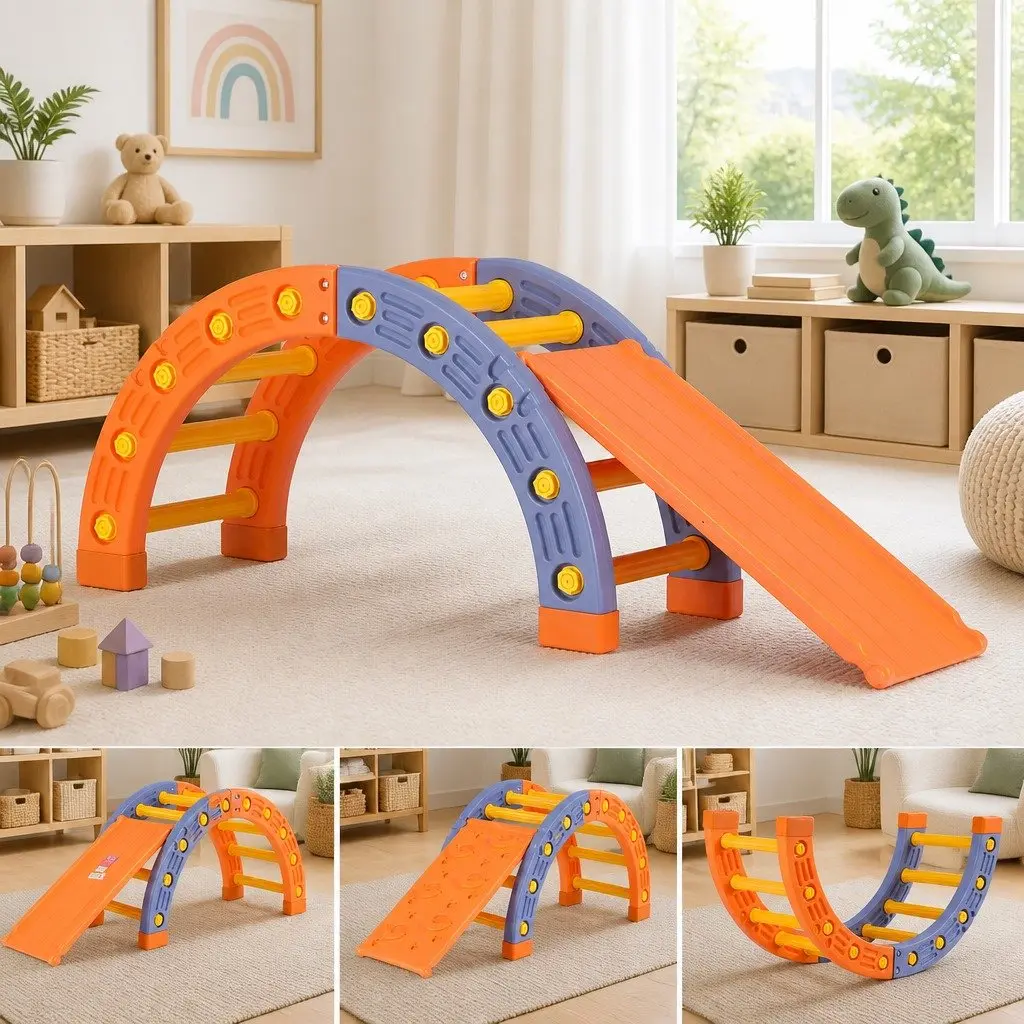 Kids Climbing Frame Set with Slide Indoor Outdoor Activity Toys 153cm L x 41cm W x 54cm H