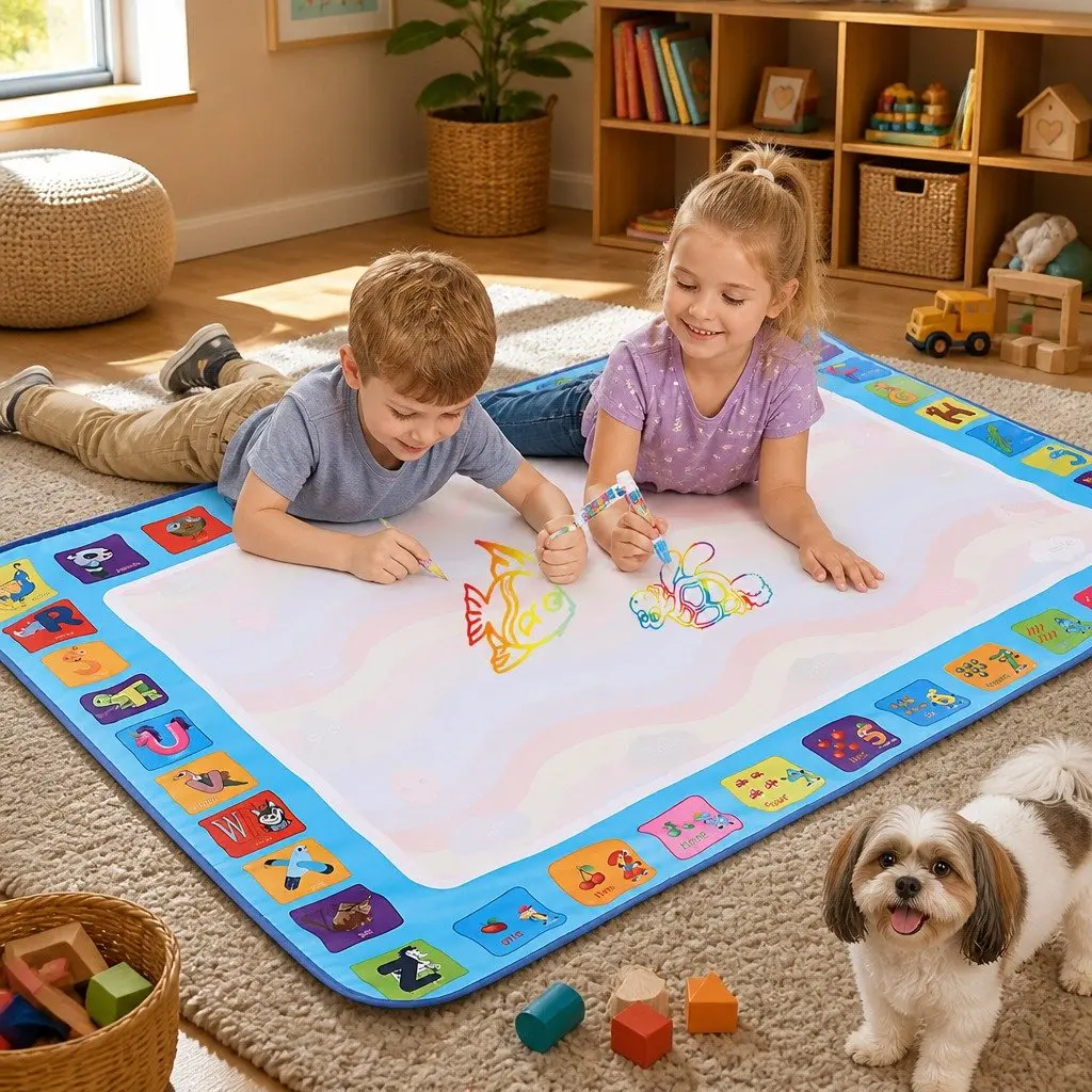Kids Water Doodle Mat Reusable Non-Toxic 150cm x 110cm Foldable Portable