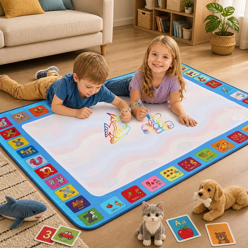 Kids Water Doodle Mat Reusable Non-Toxic 150cm x 110cm Foldable Portable