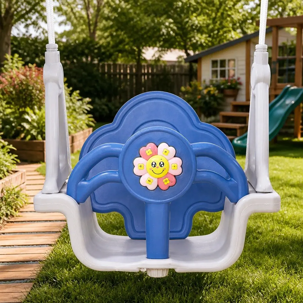 Kids Slide Swing Set 4-in-1 Outdoor Play Centre Blue 185cm x 146cm x 122cm