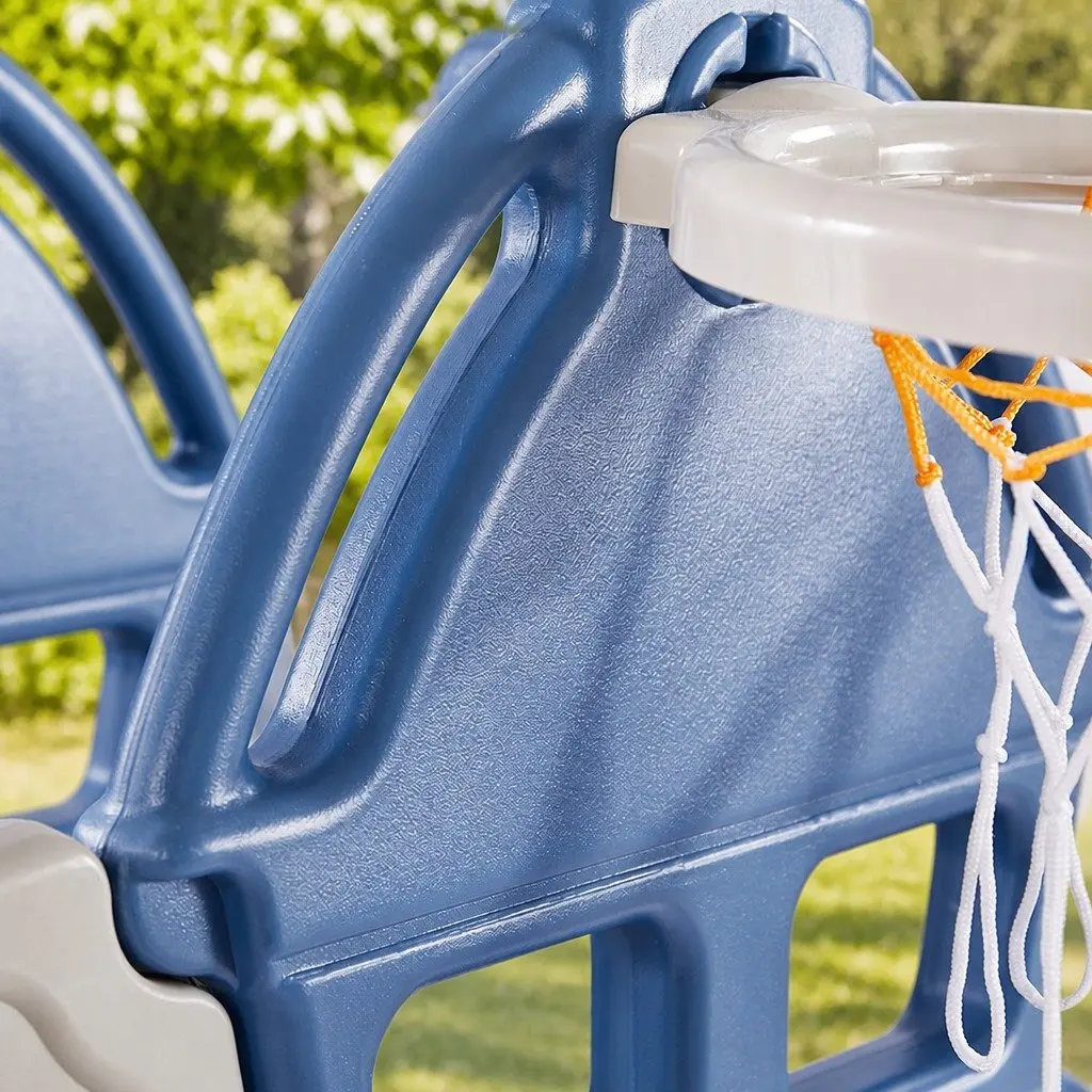 Kids Slide Swing Set 4-in-1 Outdoor Play Centre Blue 185cm x 146cm x 122cm