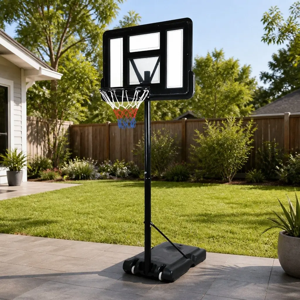 Basketball Hoop Stand Portable Adjustable Height Shatterproof Backboard Outdoor