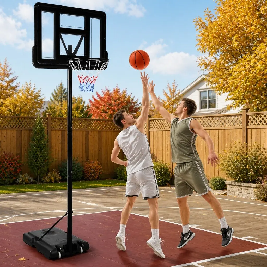 Basketball Hoop Stand Portable Adjustable Height Shatterproof Backboard 110cm x 75cm