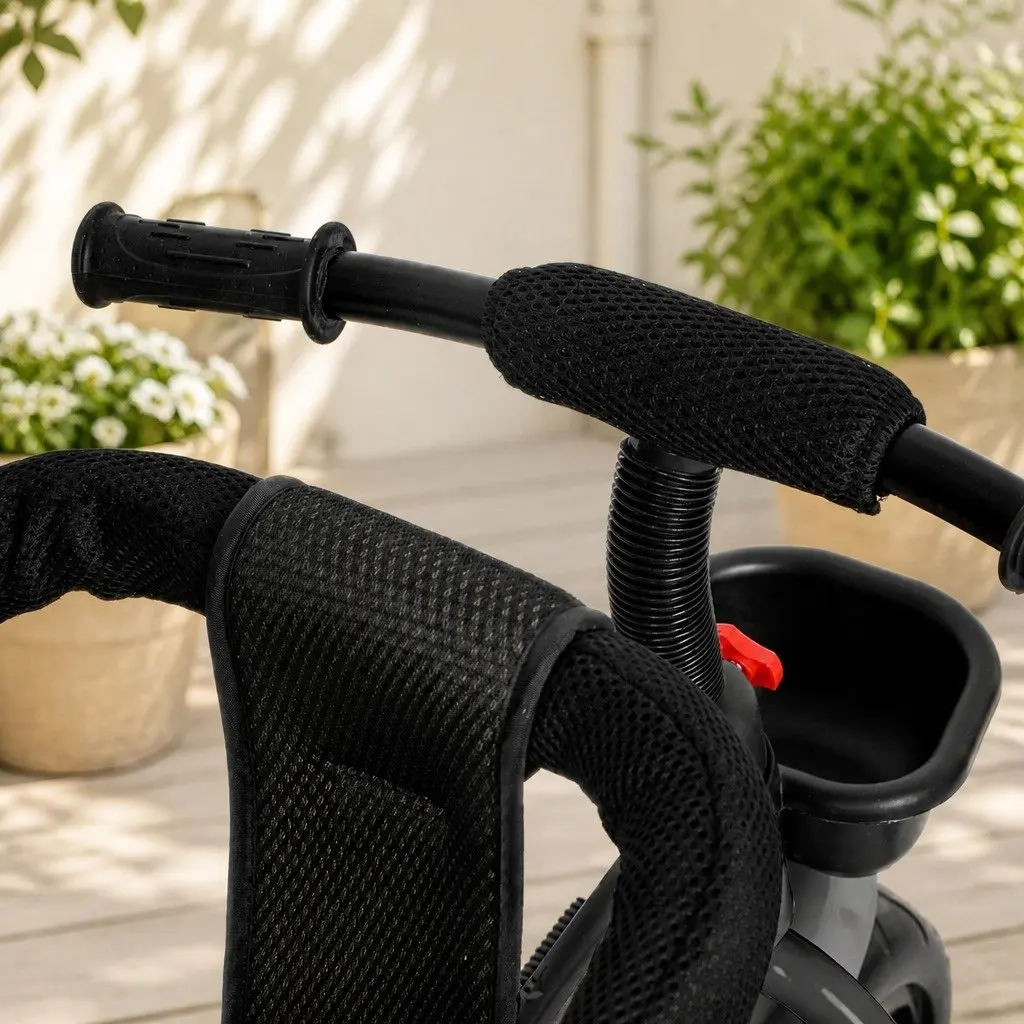 Kids Tricycle Ride On Trike Toddler Push Handle Foldable Footrest Storage Basket
