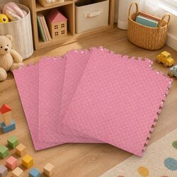 Kids EVA Foam Play Mat Floor Tiles Soft Interlocking Puzzle Mats Pink 4 Pack