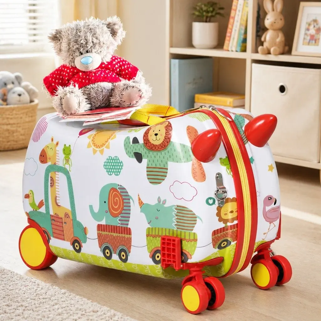 Kids Ride On Suitcase Multi-coloured 47cm x 23.5cm x 31cm