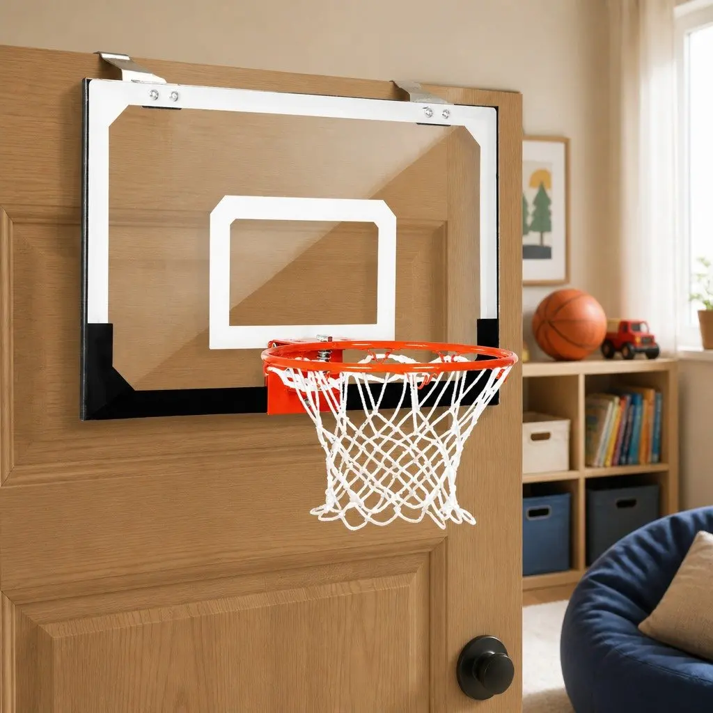 Mini Basketball Hoop Portable Over Door Indoor Shatterproof Backboard 45cm x 30cm