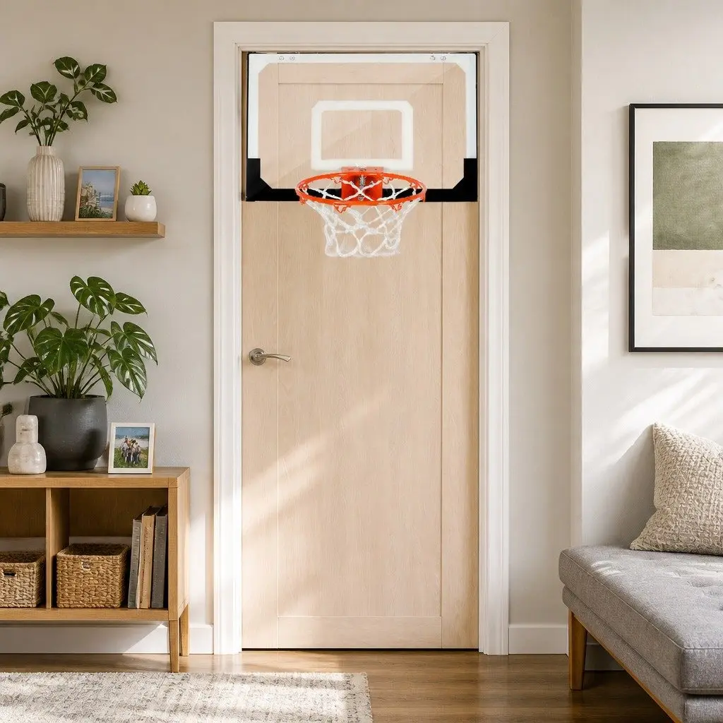 Mini Basketball Hoop Portable Over Door Indoor Shatterproof Backboard 45cm x 30cm