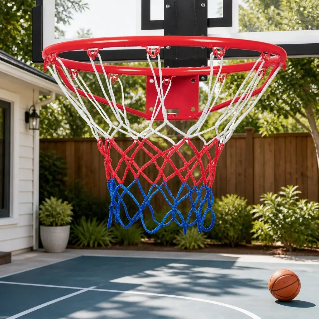 Basketball Hoop Steel Rim 45cm Weatherproof Nylon Net