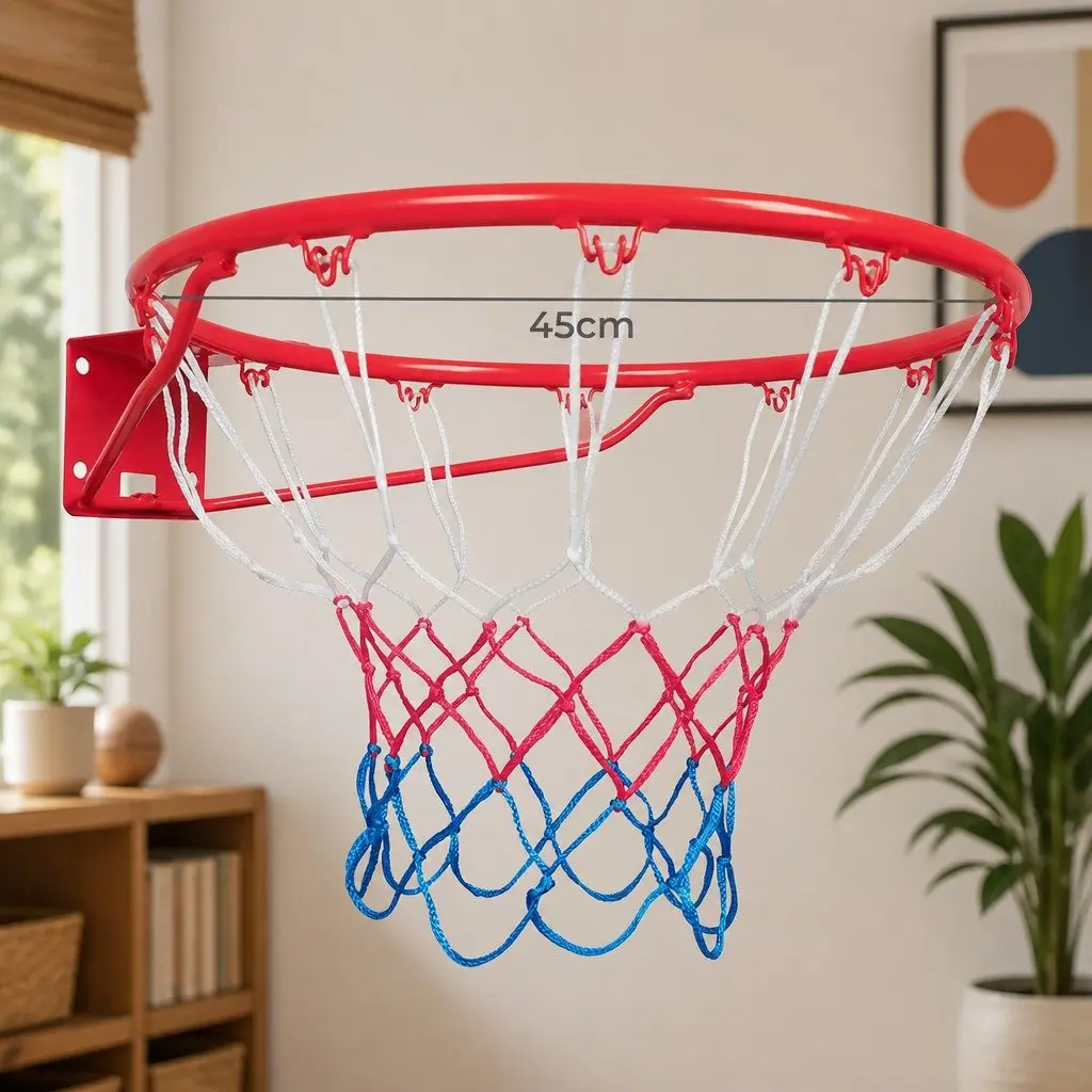 Basketball Hoop Steel Rim 45cm Weatherproof Nylon Net