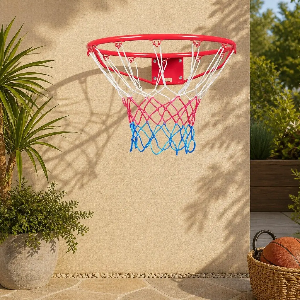 Basketball Hoop Steel Rim 45cm Weatherproof Nylon Net