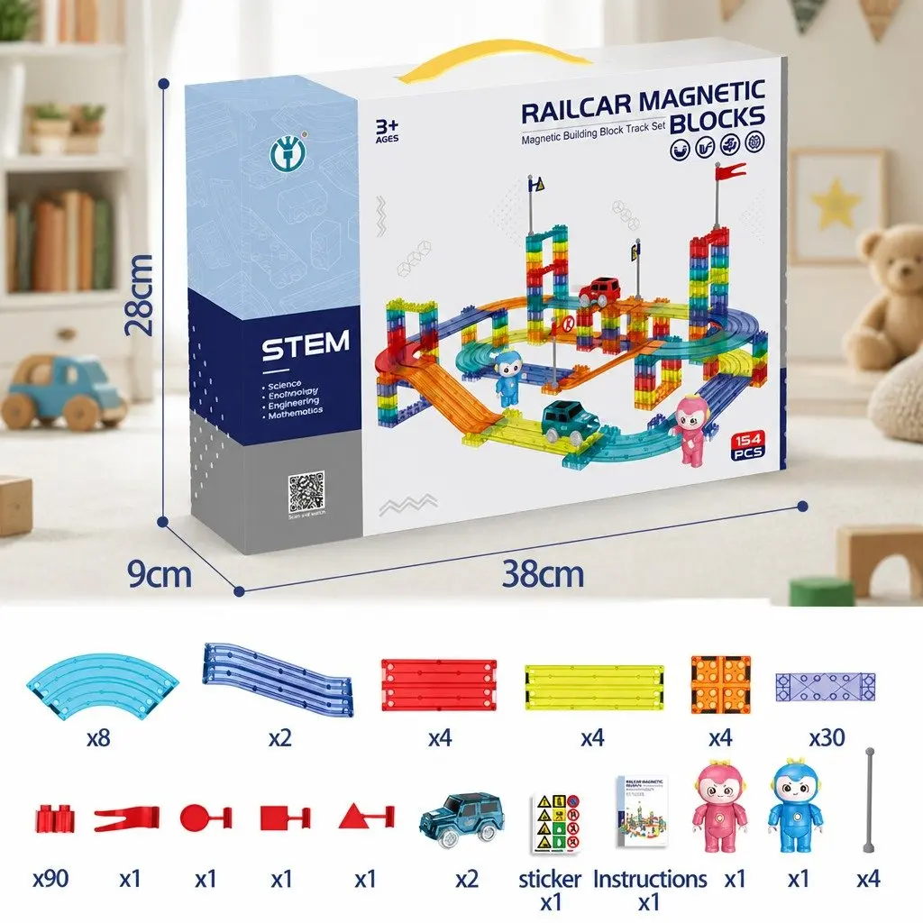 Magnetic Building Blocks Set Dinosaur Theme 154 Pieces
