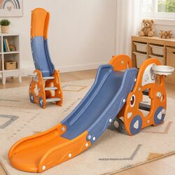 Kids 3-in-1 Slide Climber Basketball Hoop Play Center Indoor Playground Toddler