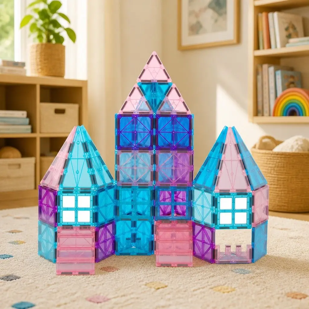 Magnetic Tiles Building Blocks Set 100 Pieces Educational Construction Toy