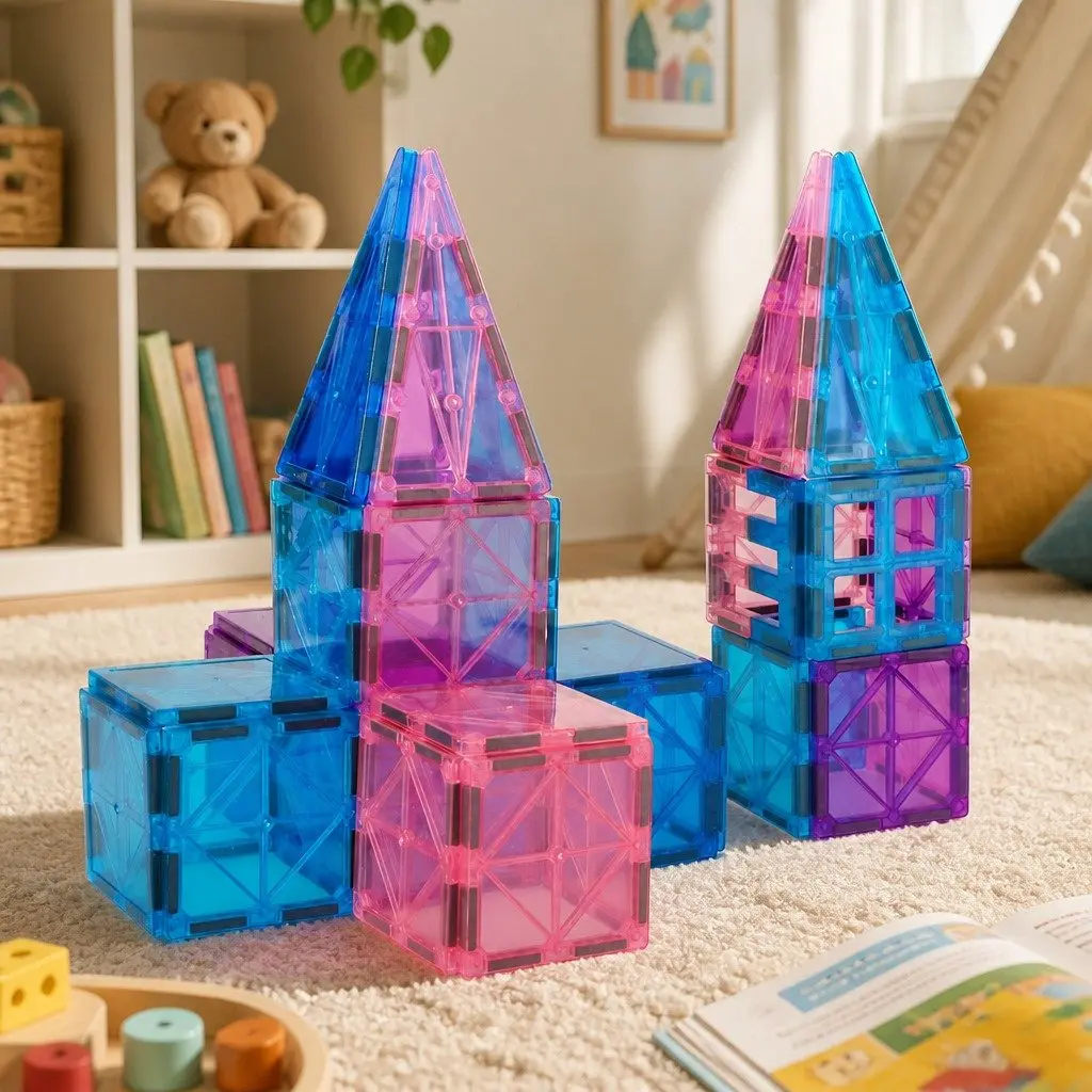 Magnetic Tiles Building Blocks Set 100 Pieces Educational Construction Toy