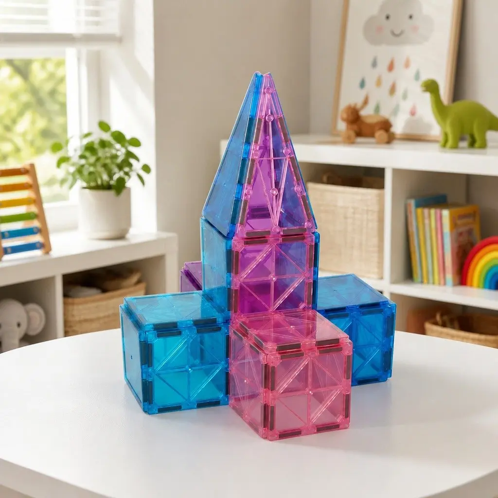 Magnetic Tiles Building Blocks Set 100 Pieces Educational Construction Toy