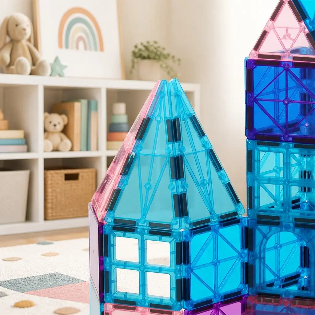 Magnetic Tiles Building Blocks Set 100 Pieces Educational Construction Toy