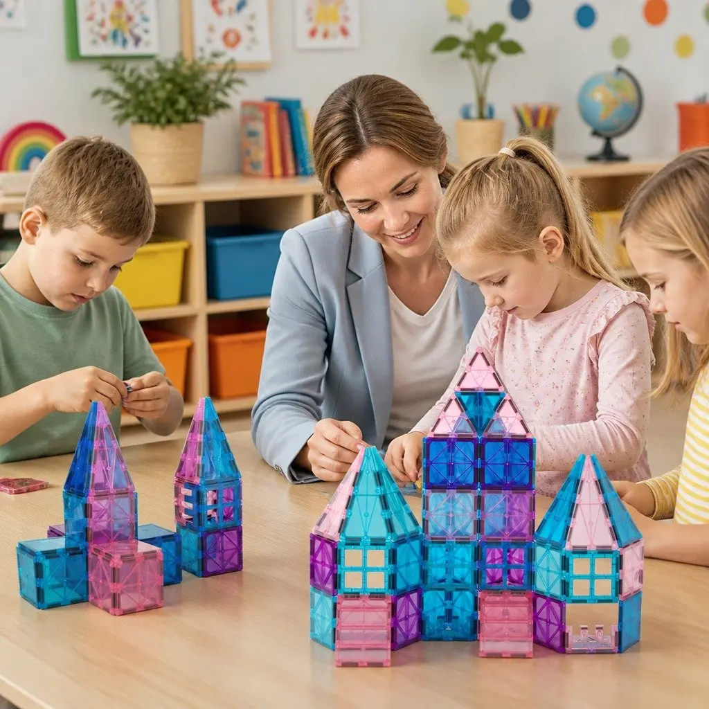 Magnetic Tiles Building Blocks Set 100 Pieces Educational Construction Toy