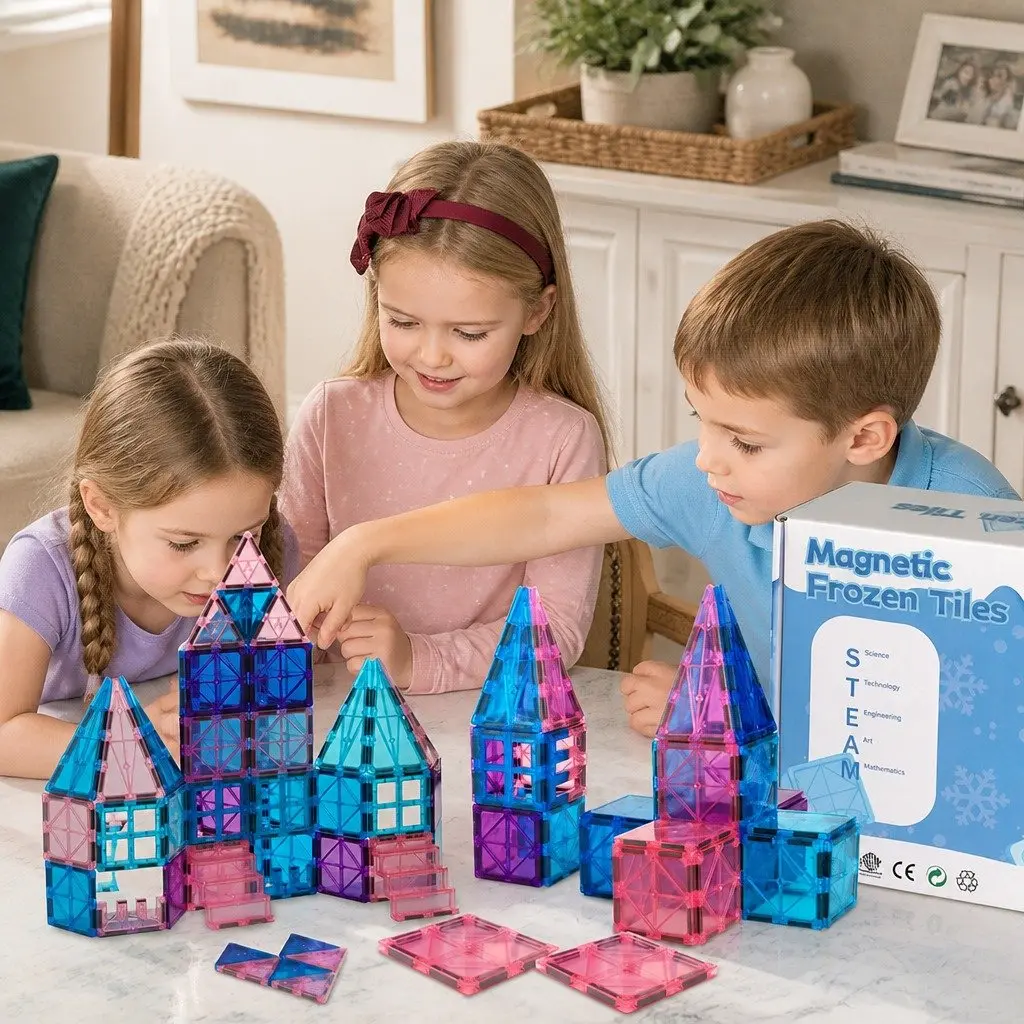 Magnetic Tiles Building Blocks Set 100 Pieces Educational Construction Toy