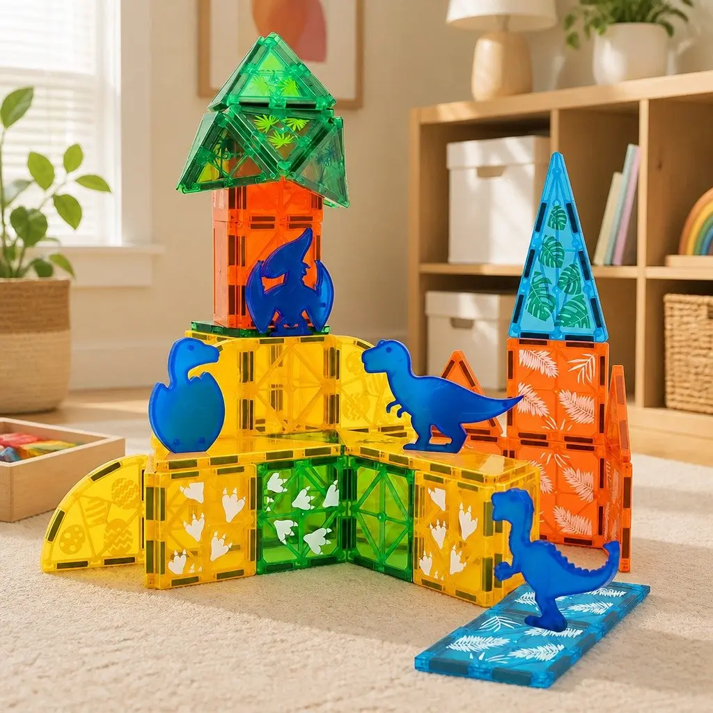 Magnetic Building Blocks Dinosaur Theme 60 Pieces